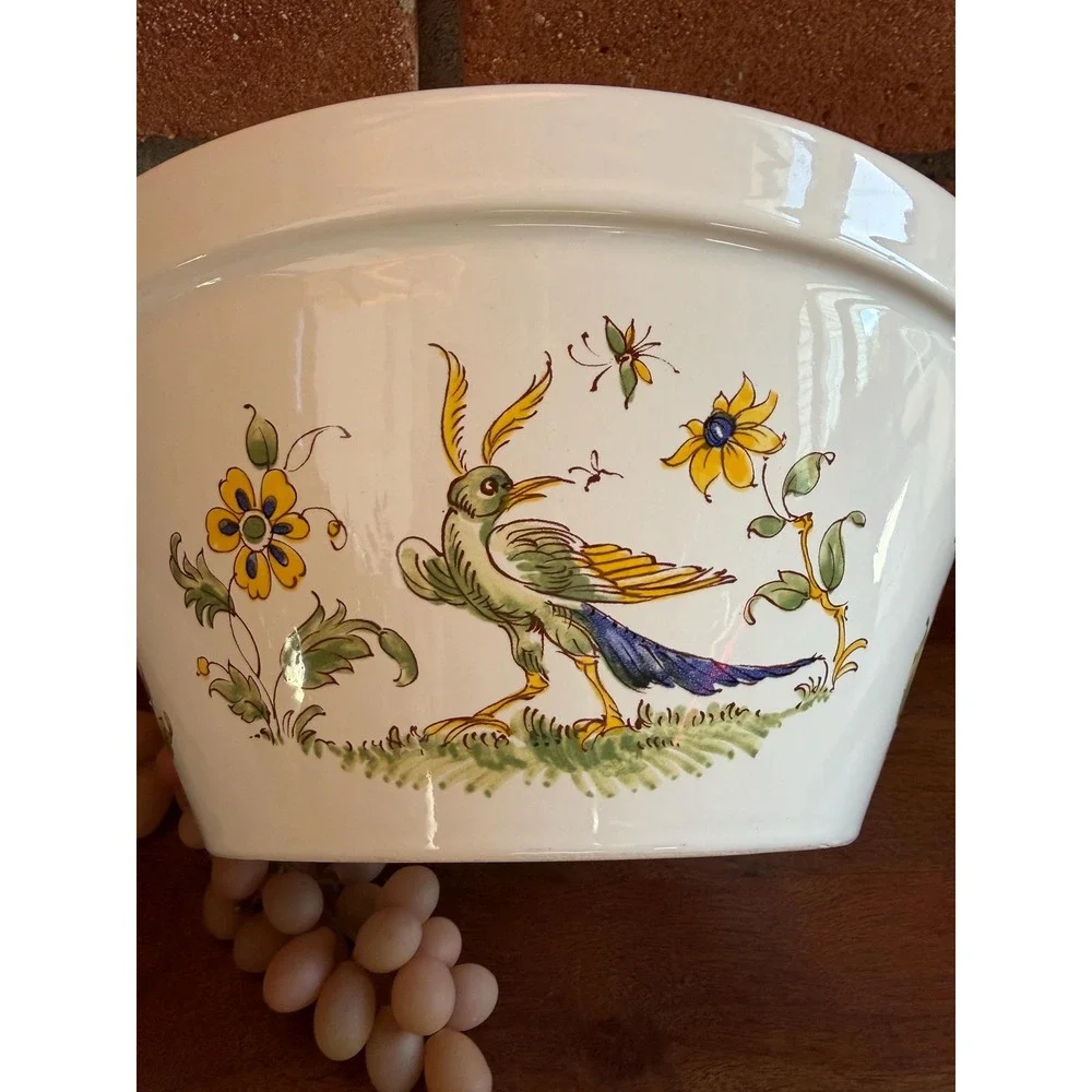 Vieux Provence Green Trim Large Salad Serving Bowl